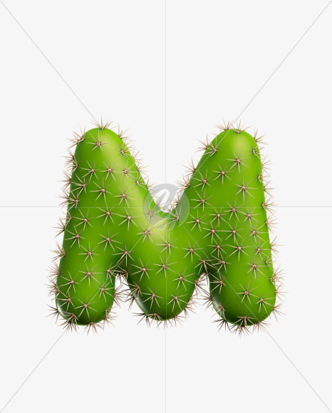 Letter M from Green Cactus Font on Yellow Images Creative Fonts - S27471