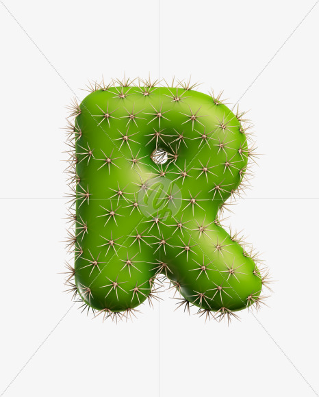 Letter R from Green Cactus Font on Yellow Images Creative Fonts - S27476