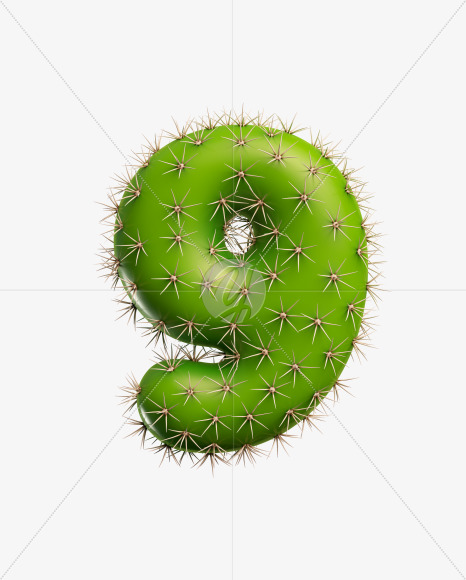 9 from Green Cactus Font on Yellow Images Creative Fonts - S27493