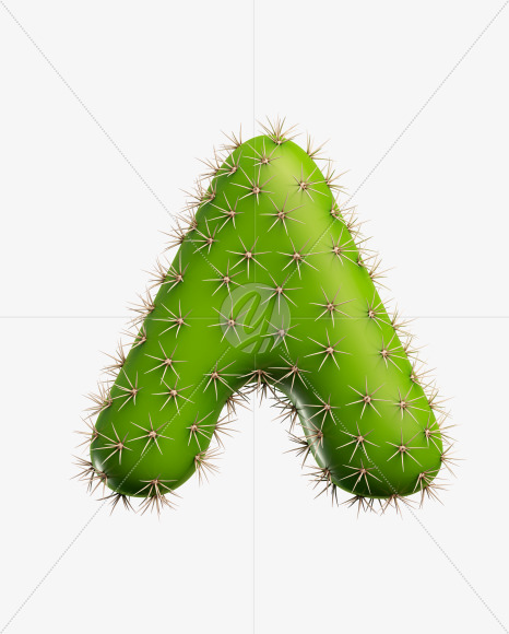 Letter A from Green Cactus Font on Yellow Images Creative Fonts - S27459