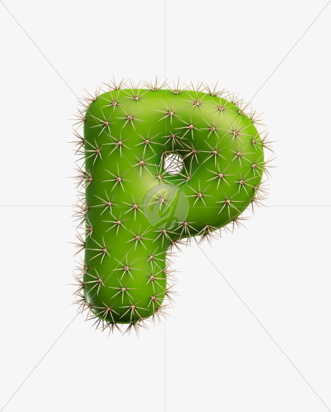 Letter P from Green Cactus Font on Yellow Images Creative Fonts - S27474