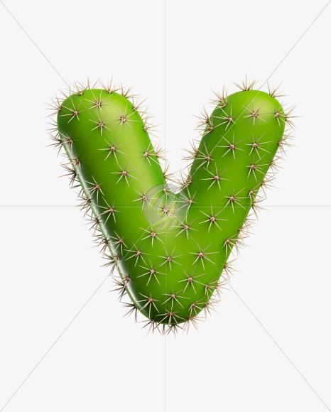 Letter V from Green Cactus Font on Yellow Images Creative Fonts - S27480