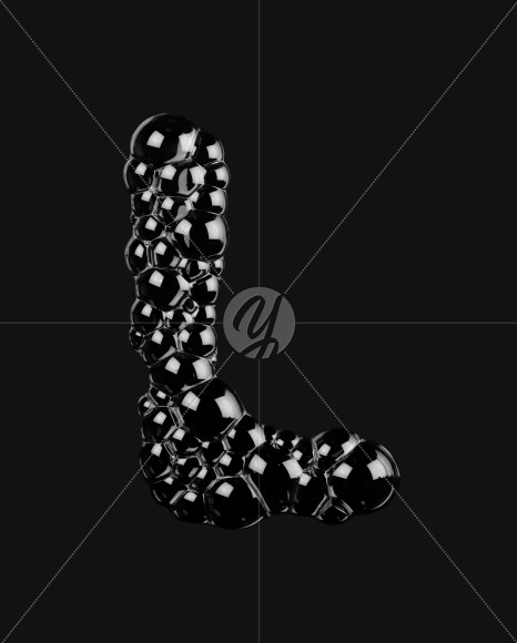 Letter L from Black Soap Bubbles Font on Yellow Images Creative Fonts - S27557