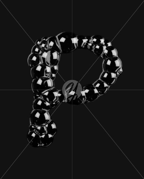 Letter P from Black Soap Bubbles Font on Yellow Images Creative Fonts - S27561