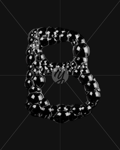 Letter B from Black Soap Bubbles Font on Yellow Images Creative Fonts - S27547