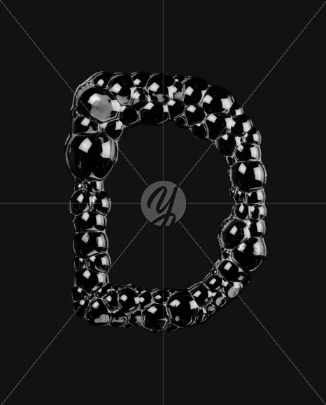 Letter D from Black Soap Bubbles Font on Yellow Images Creative Fonts - S27549