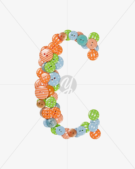 Letter C from Buttons Color Font. on Yellow Images Creative Fonts - S27594