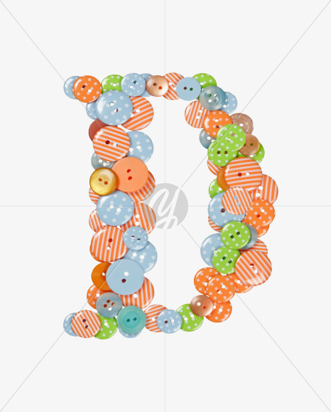 Letter D from Buttons Color Font. on Yellow Images Creative Fonts - S27595