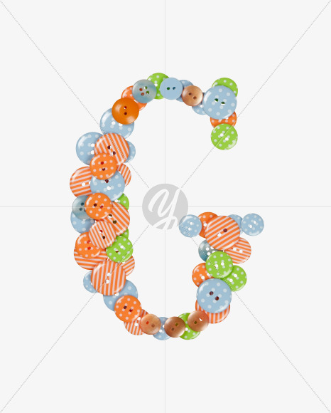 Letter G from Buttons Color Font. on Yellow Images Creative Fonts - S27598