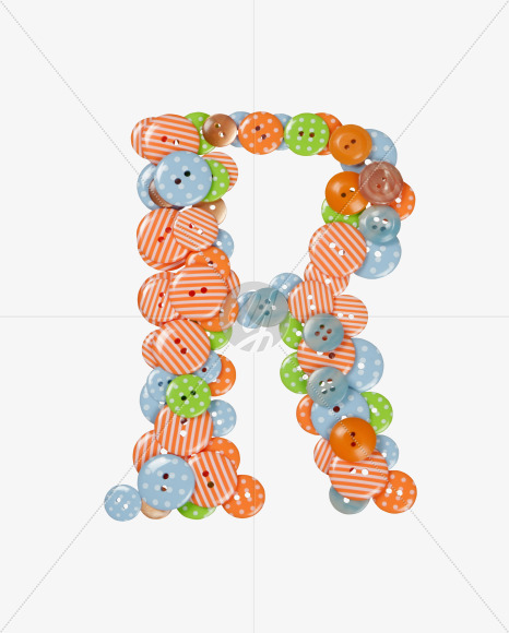 Letter R from Buttons Color Font. on Yellow Images Creative Fonts - S27609