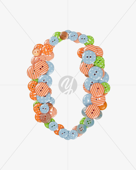 Letter O from Buttons Color Font. on Yellow Images Creative Fonts - S27606