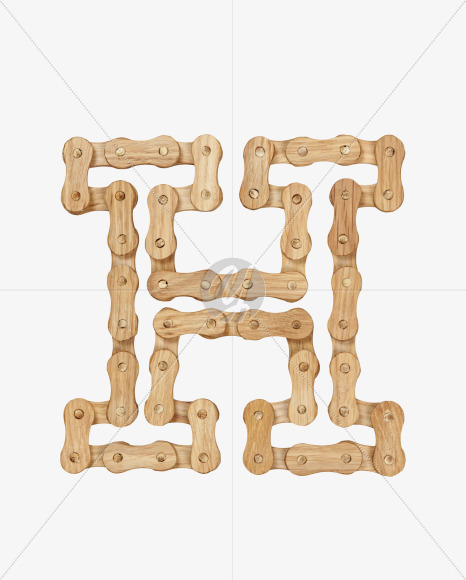 Letter H from Wood Ride Font on Yellow Images Creative Fonts - S27917