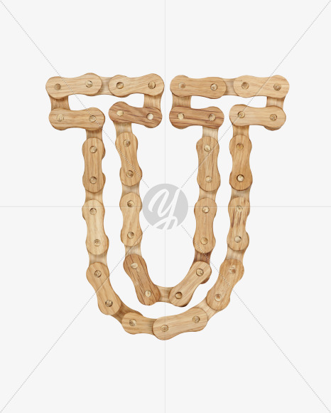 Letter U from Wood Ride Font on Yellow Images Creative Fonts - S27930