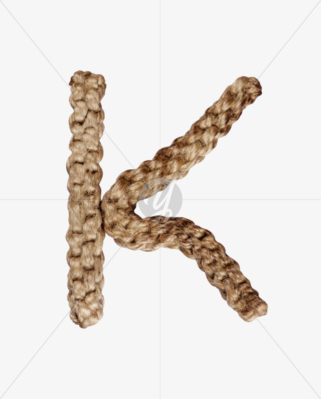 Letter K from Weaving Rope Font on Yellow Images Creative Fonts - S28056