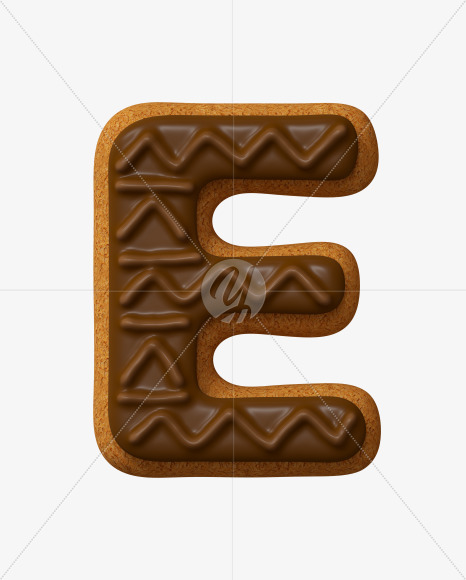 Letter E from Choco Cookies Font on Yellow Images Creative Fonts - S28188