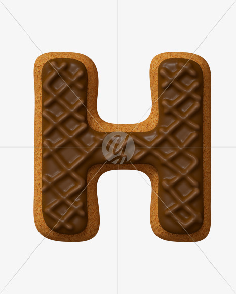 Letter H from Choco Cookies Font on Yellow Images Creative Fonts - S28191