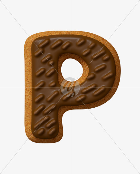 Letter P from Choco Cookies Font on Yellow Images Creative Fonts - S28199