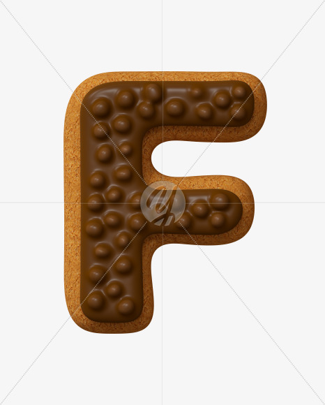 Letter F from Choco Cookies Font on Yellow Images Creative Fonts - S28189