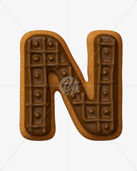 Letter N from Choco Cookies Font on Yellow Images Creative Fonts - S28197