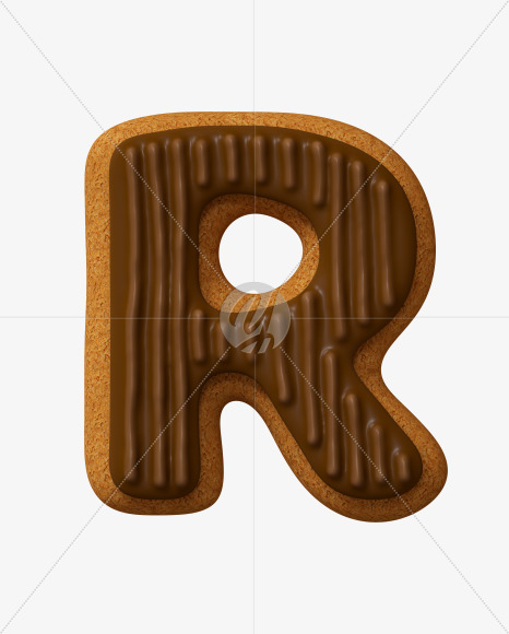 Letter R from Choco Cookies Font on Yellow Images Creative Fonts - S28201