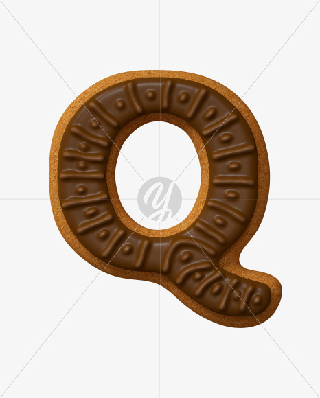 Letter Q from Choco Cookies Font on Yellow Images Creative Fonts - S28200