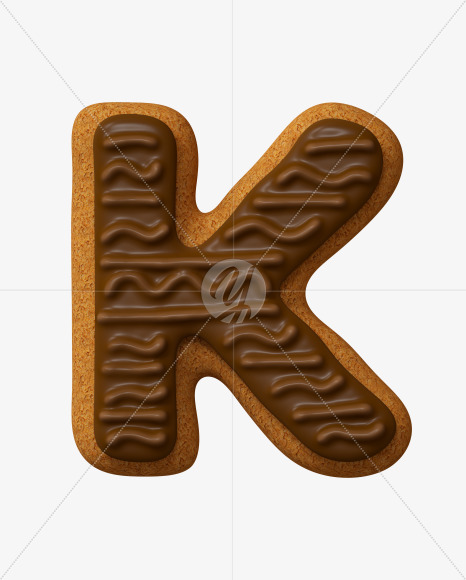 Letter K from Choco Cookies Font on Yellow Images Creative Fonts - S28194