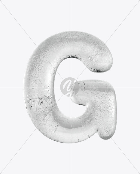 Letter G from Ice Round Font on Yellow Images Creative Fonts - S15790