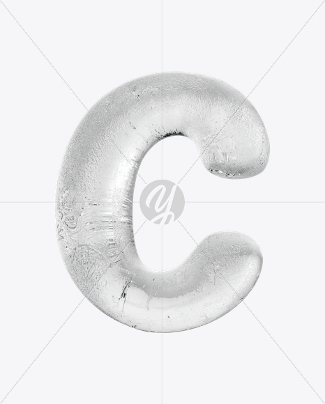 Letter C from Ice Round Font on Yellow Images Creative Fonts - S15786