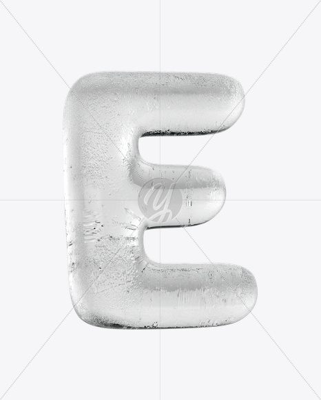 Letter E from Ice Round Font on Yellow Images Creative Fonts - S15788