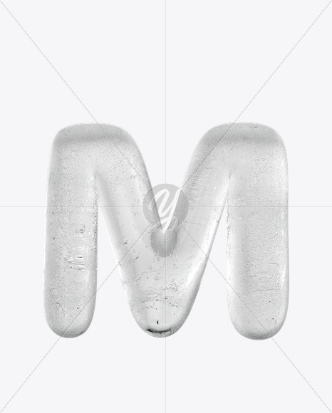 Letter M from Ice Round Font on Yellow Images Creative Fonts - S15796