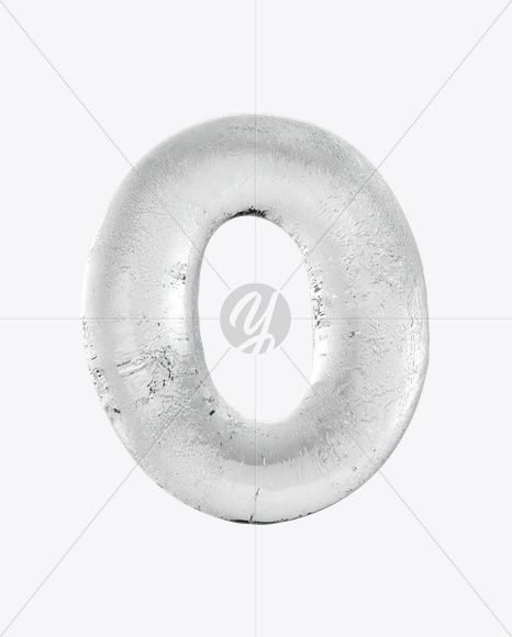 Letter O from Ice Round Font on Yellow Images Creative Fonts - S15798