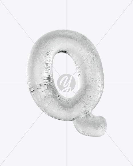 Letter Q from Ice Round Font on Yellow Images Creative Fonts - S15800