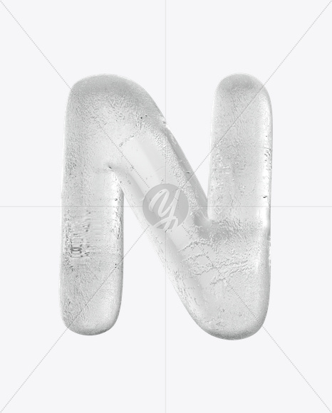 Letter N from Ice Round Font on Yellow Images Creative Fonts - S15797