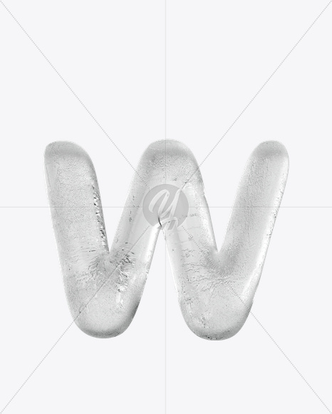 Letter W from Ice Round Font on Yellow Images Creative Fonts - S15806