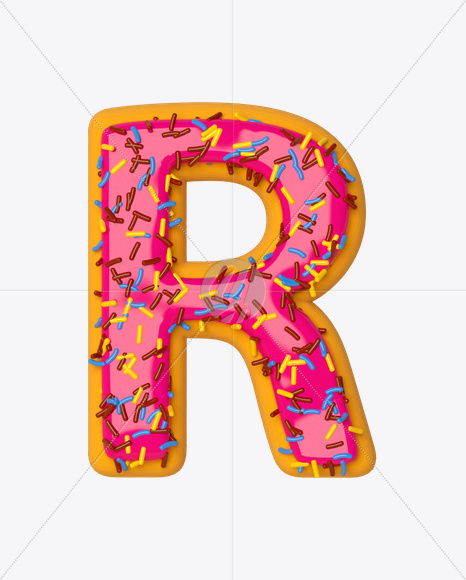 Letter R from Donut Font on Yellow Images Creative Fonts - S16436