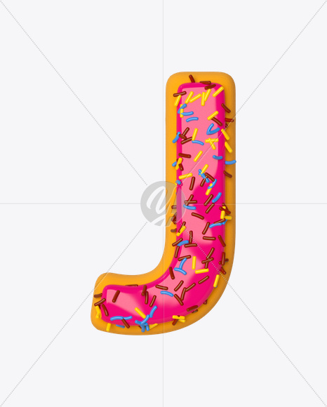 Letter J from Donut Font on Yellow Images Creative Fonts - S16428