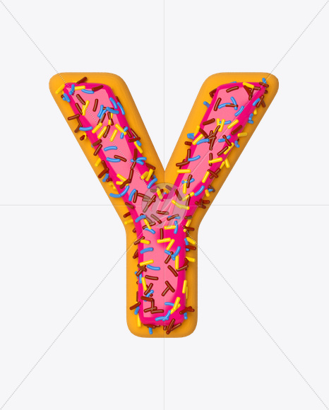 Letter Y from Donut Font on Yellow Images Creative Fonts - S16443