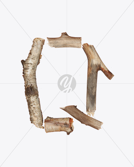 Letter Q from Dry Twigs Font on Yellow Images Creative Fonts - S16812