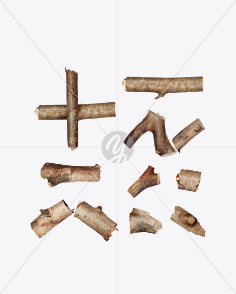 Punctuation marks from Dry Twigs Font on Yellow Images Creative Fonts - S16840