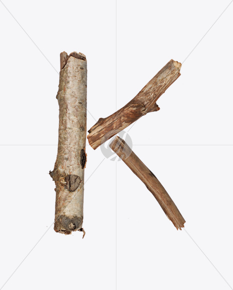 Letter K from Dry Twigs Font on Yellow Images Creative Fonts - S16806