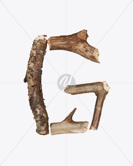 Letter G from Dry Twigs Font on Yellow Images Creative Fonts - S16802