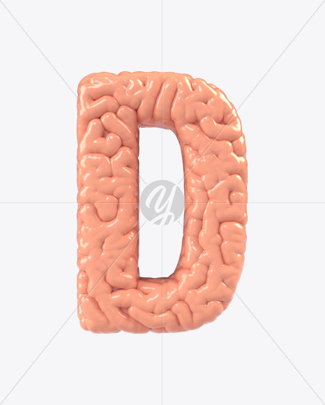 Letter D from Brain Font on Yellow Images Creative Fonts - S17142