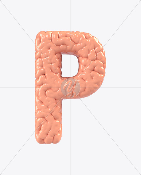 Letter P from Brain Font on Yellow Images Creative Fonts - S17154