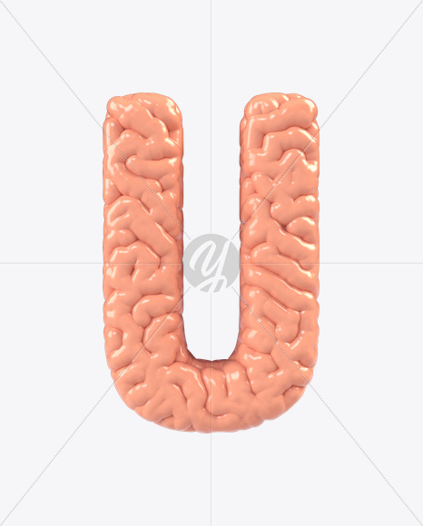 Letter U from Brain Font on Yellow Images Creative Fonts - S17159