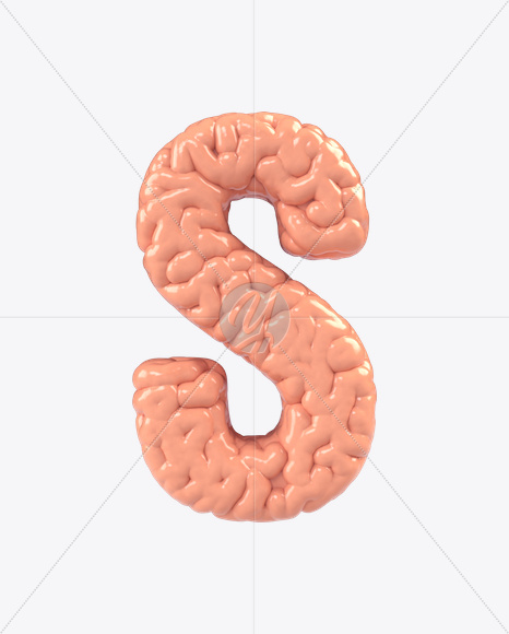 Letter S from Brain Font on Yellow Images Creative Fonts - S17157