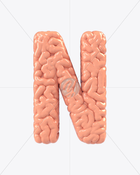 Letter N from Brain Font on Yellow Images Creative Fonts - S17152