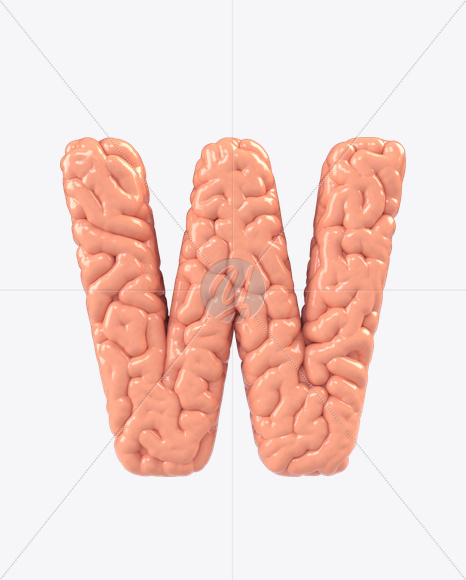 Letter W from Brain Font on Yellow Images Creative Fonts - S17161