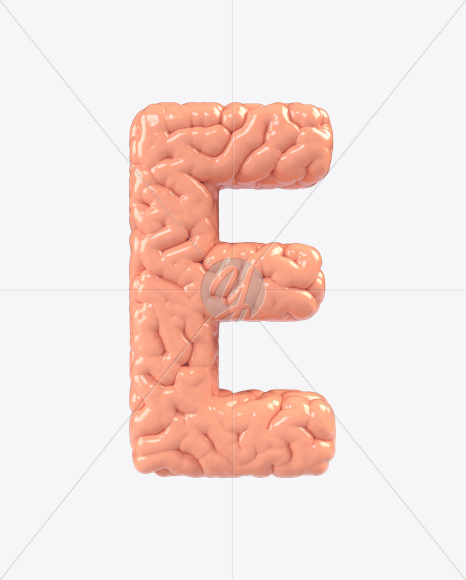 Letter E from Brain Font on Yellow Images Creative Fonts - S17143