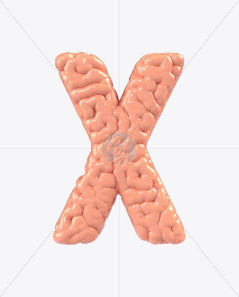 Letter X from Brain Font on Yellow Images Creative Fonts - S17162