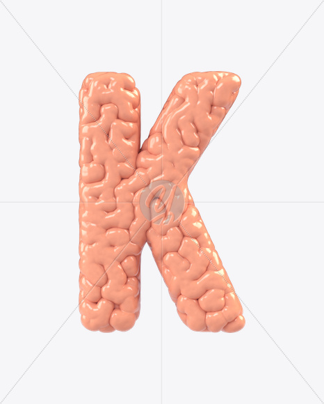 Letter K from Brain Font on Yellow Images Creative Fonts - S17149